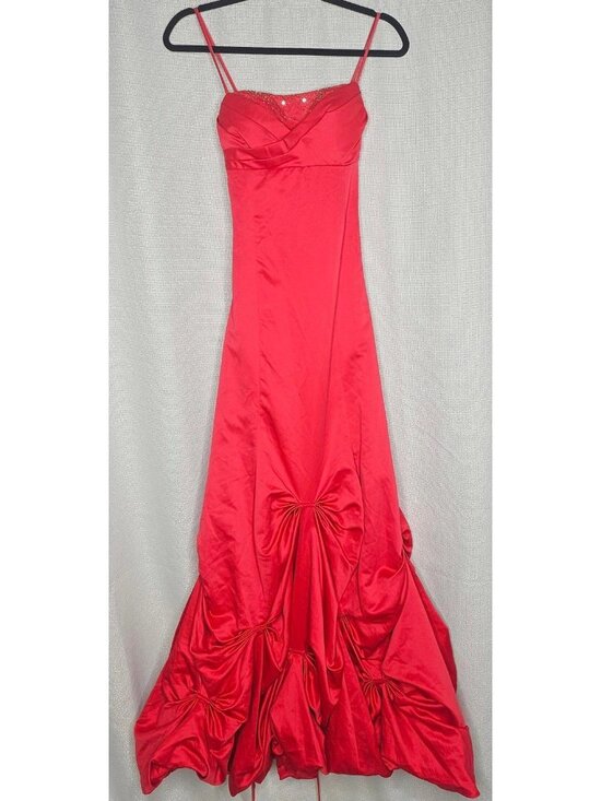 Josie Jazz Dresses & Skirts - Vintage NOS Y2K Josh & Jazz Red Satin Prom Dress Jr 7/8 Rhinestone Corset Gown